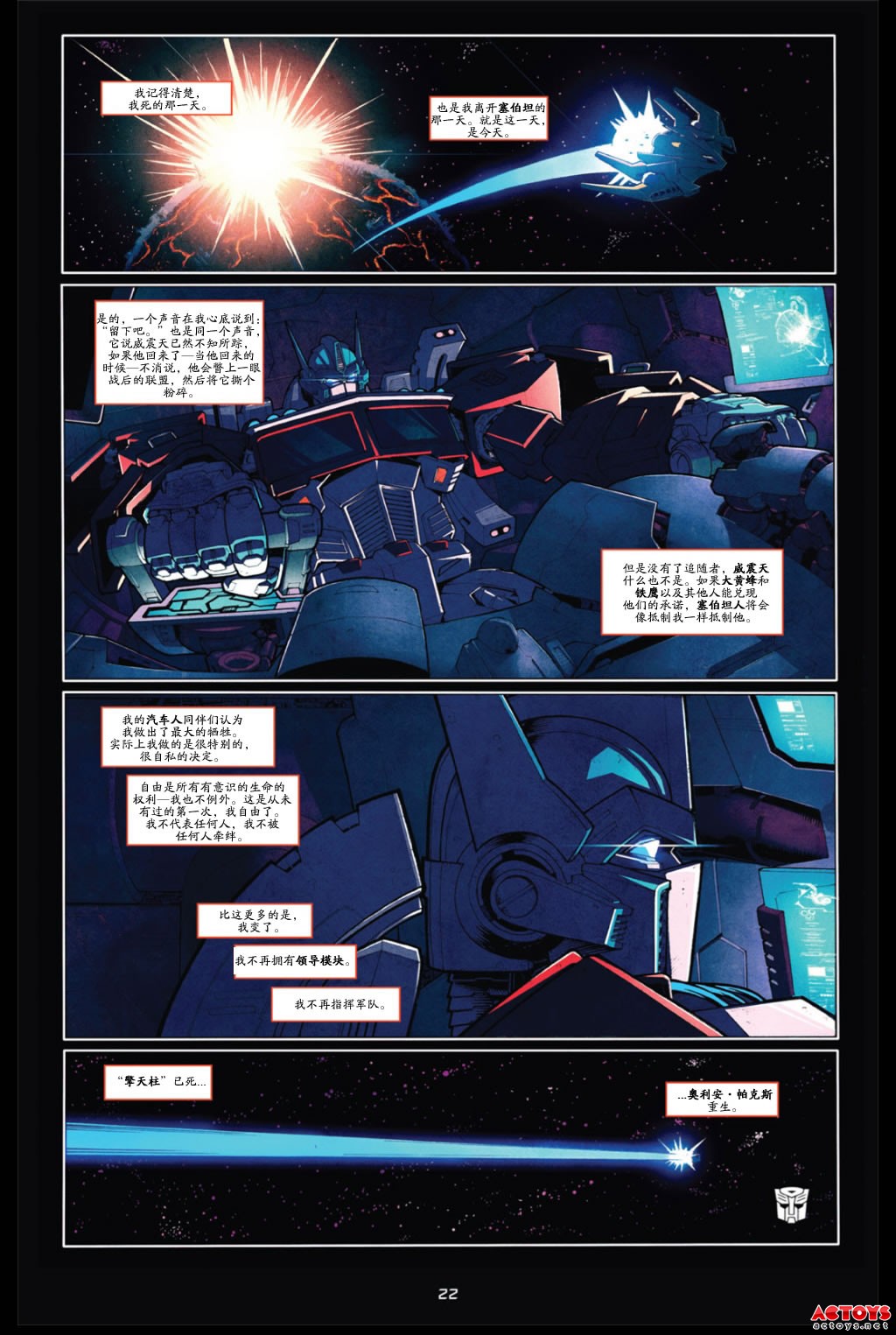 变形金刚,中文漫画,IDW,塞联阵,擎天柱之死