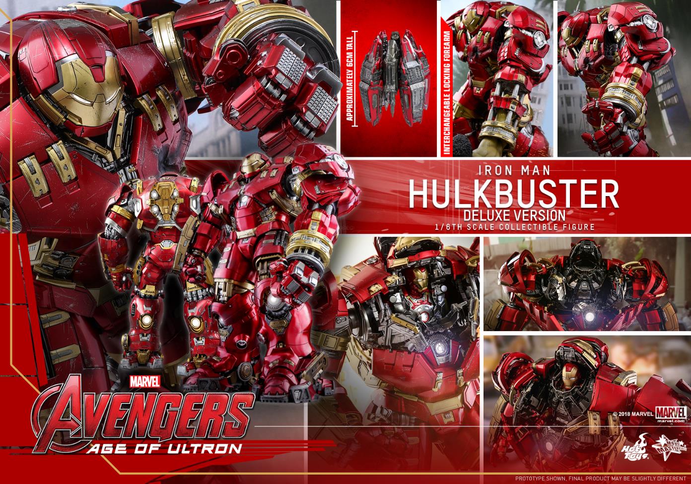 Hot Toys《复仇者联盟2：奥创纪元》反浩克装甲(豪华版) 1:6比例珍藏人偶升级回归  豪华配置Jackhammer丶Locking 装甲前臂与迷你Hulkbuster Pod  同时推出反浩克